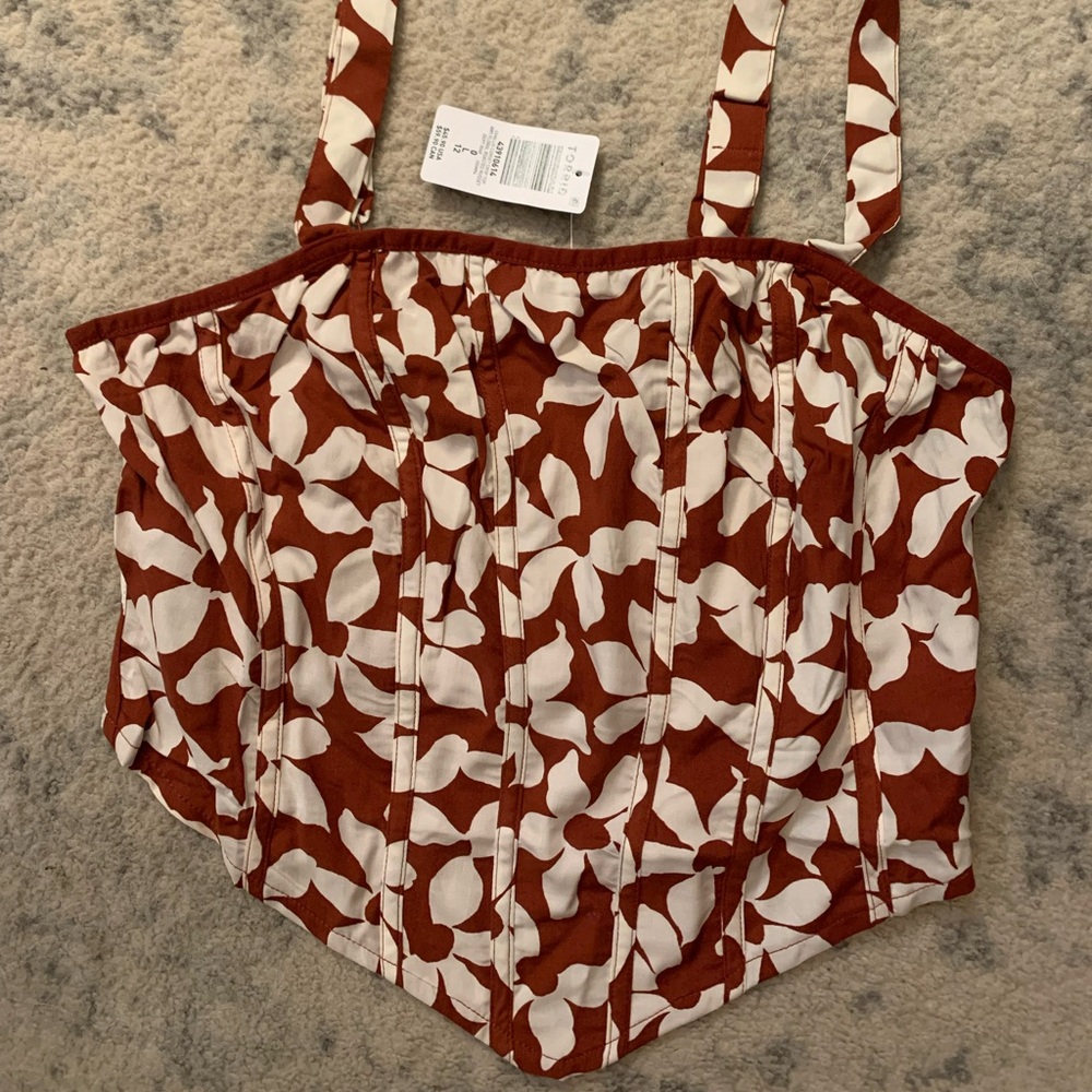 Torrid Brown and White Floral Tank Top